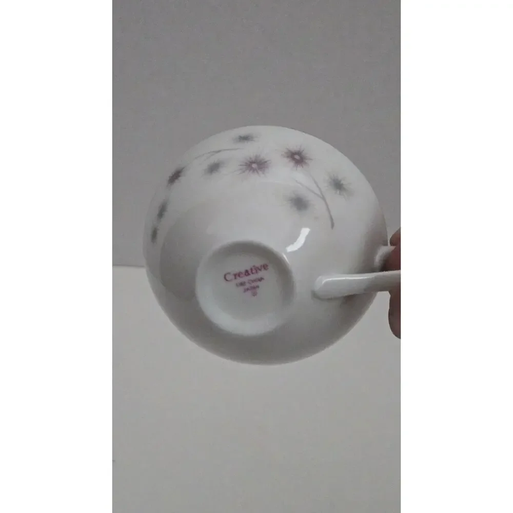CREATIVE FINE CHINA Japan Platinum Starburst #1014 Tea Coffee Pot & 12 Cups Set